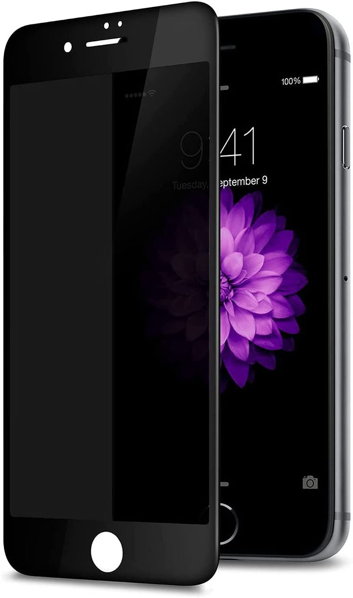 A tinted, tempered glass, black-bordered, screen protector, for privacy and protection. Made for the Apple iPhone 7 plus and 8 plus.