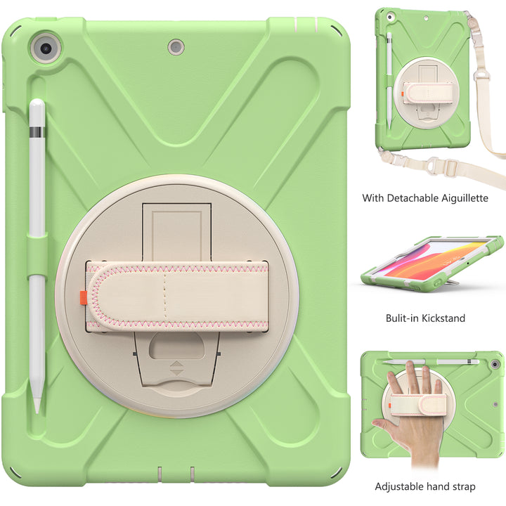 Apple iPad 10.2 9th/8th/7th Generation Case 360 rotating adjustable padded hand strap #color_matcha-green