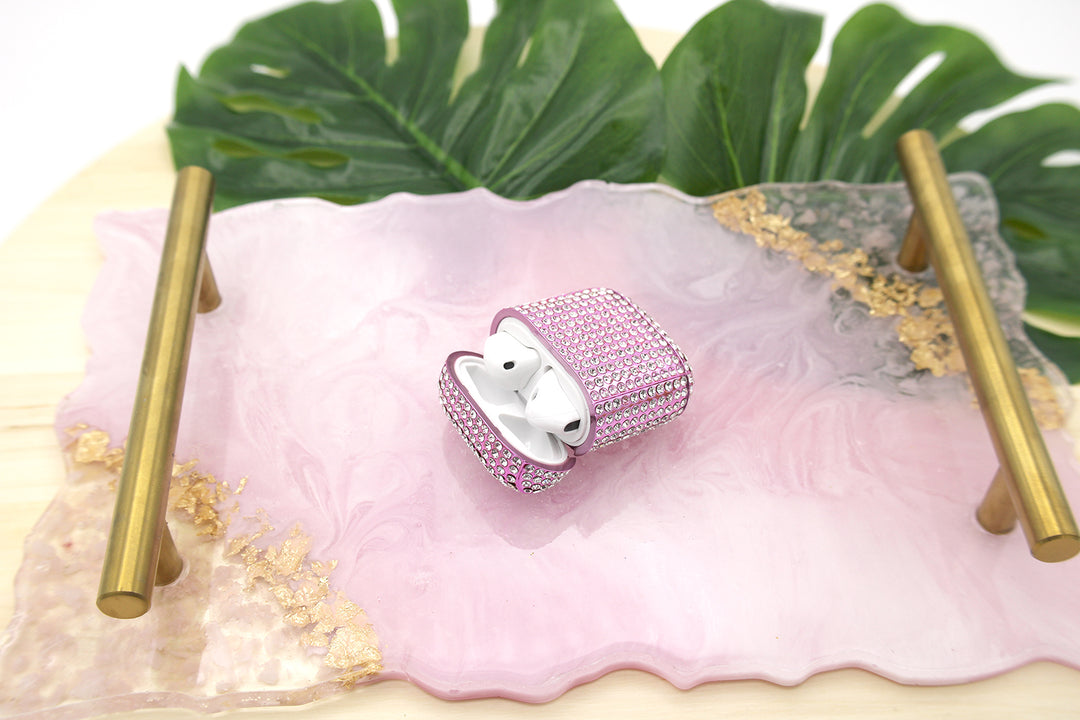 Apple - Wireless / Lightning Charging Cover for AirPod 1st and 2nd Gen - Diamond - Metallic Pink
