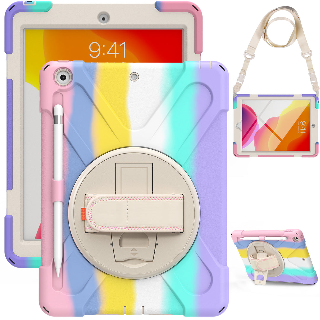 Apple iPad 10.2 9th/8th/7th Generation Case detachable shoulder head rest strap #color_pastel-rainbow