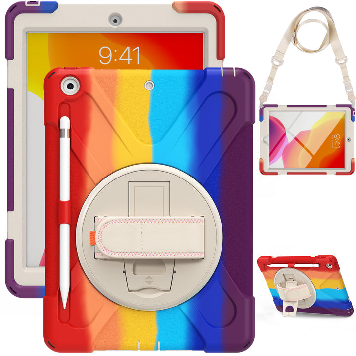 Apple iPad 10.2 9th/8th/7th Generation Case detachable shoulder head rest strap #color_rainbow