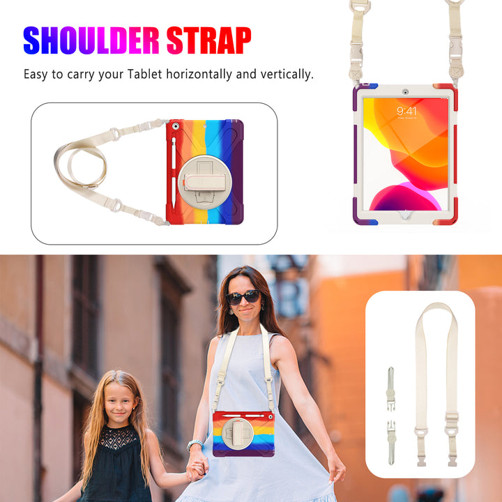 Apple iPad 10.2 9th/8th/7th Generation Case detachable shoulder head rest strap #color_rainbow