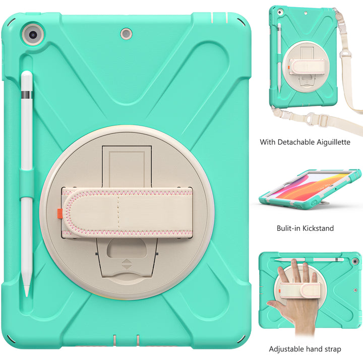 Apple iPad 10.2 9th/8th/7th Generation Case 360 rotating adjustable padded hand strap #color_mint-green