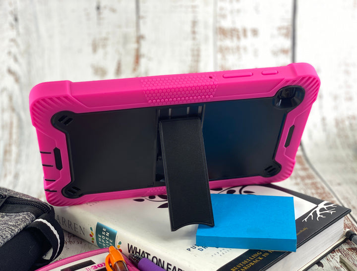 Samsung Galaxy Tab A7 Lite 8.7 Case Pop out hands free kickstand#color_black-hot-pink