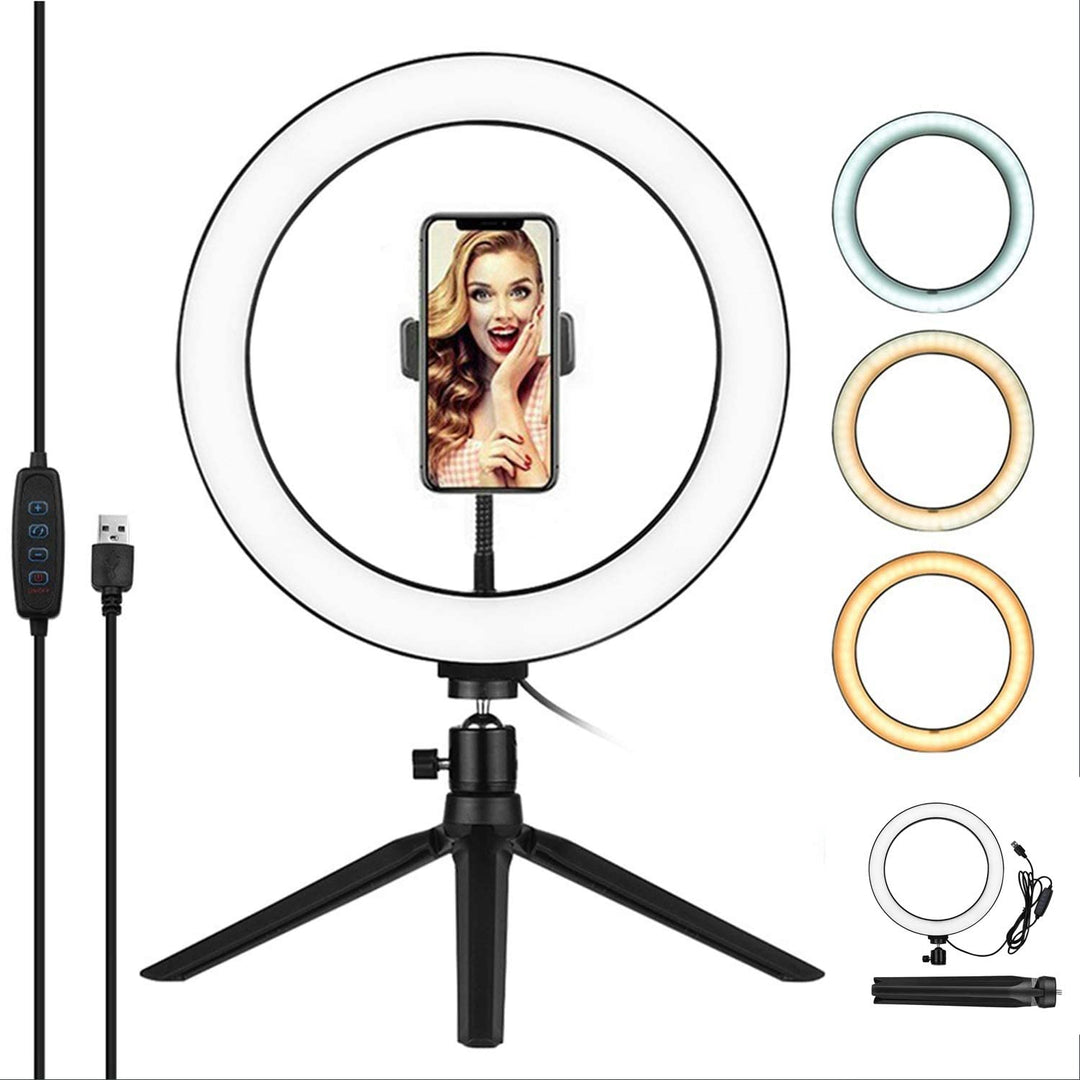 10 inch Selfie Ring Light - White light with 3 shades