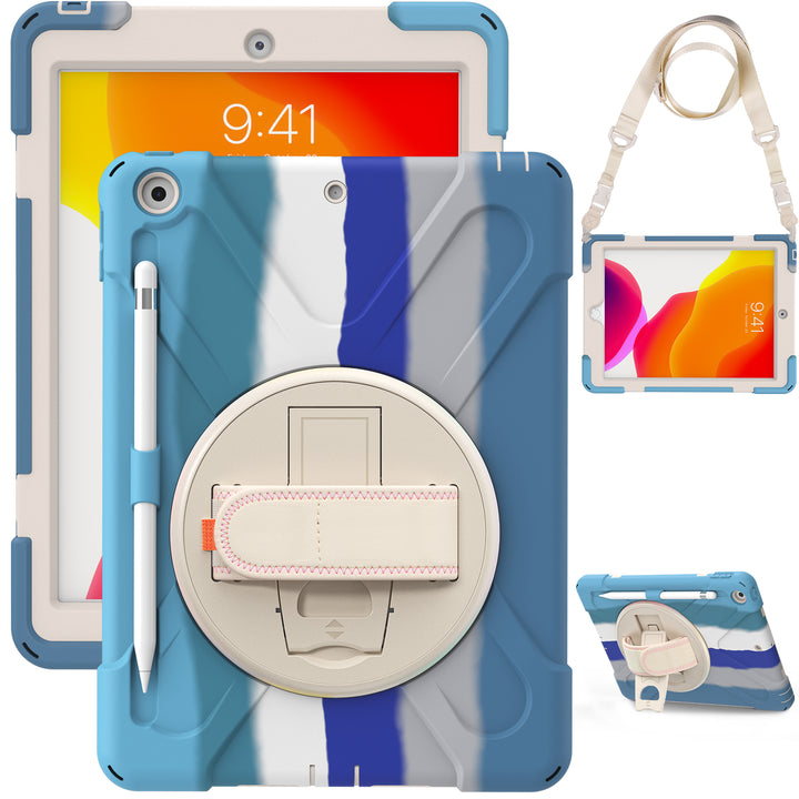 Apple iPad 10.2 9th/8th/7th Generation Case detachable shoulder head rest strap #color_blue-rainbow