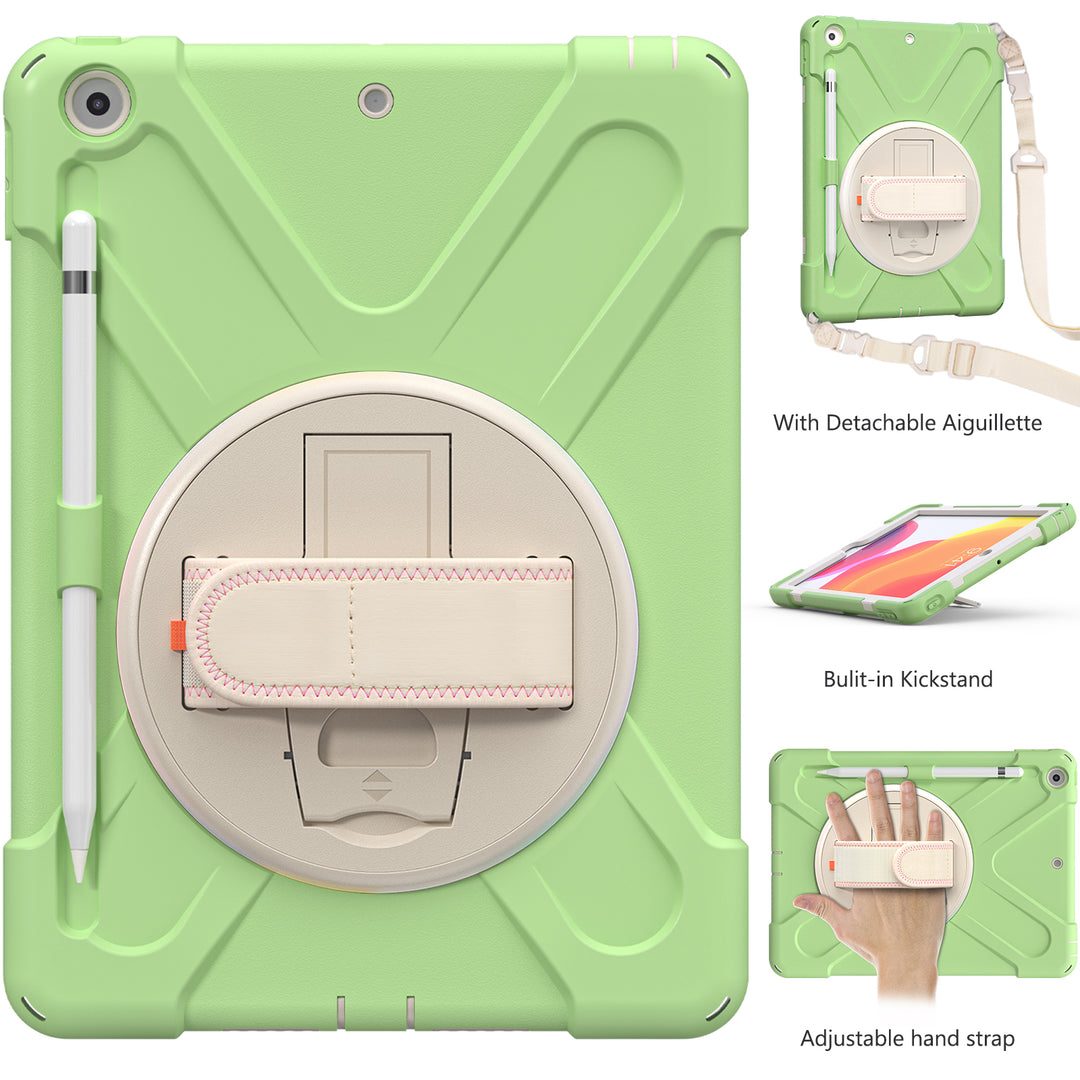 Apple iPad 10.2 9th/8th/7th Generation Case 360 rotating adjustable padded hand strap #color_matcha-green