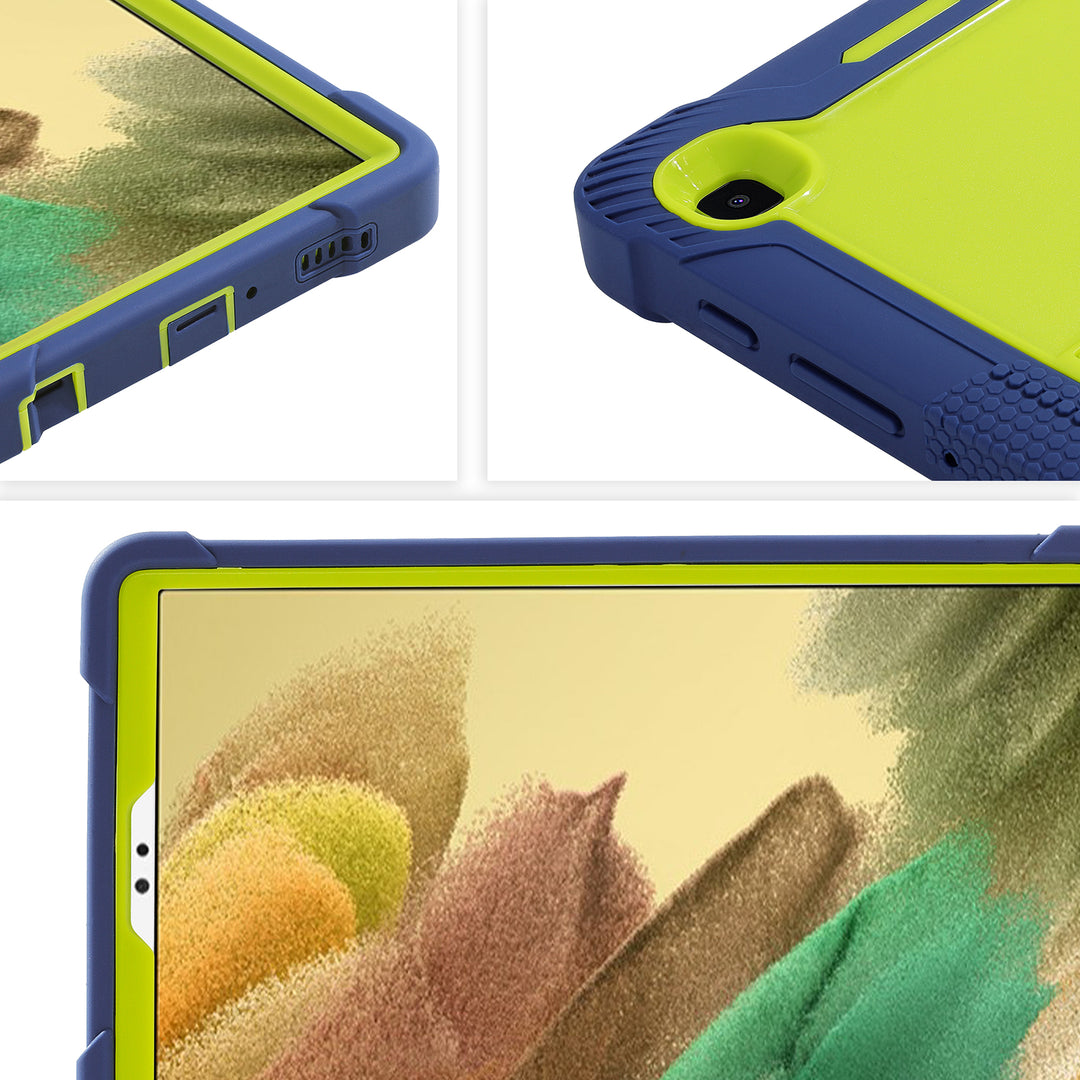 Samsung Galaxy Tab A7 Lite 8.7 Case Thick drop proof silicone bumper #color_lime-green-dark-blue