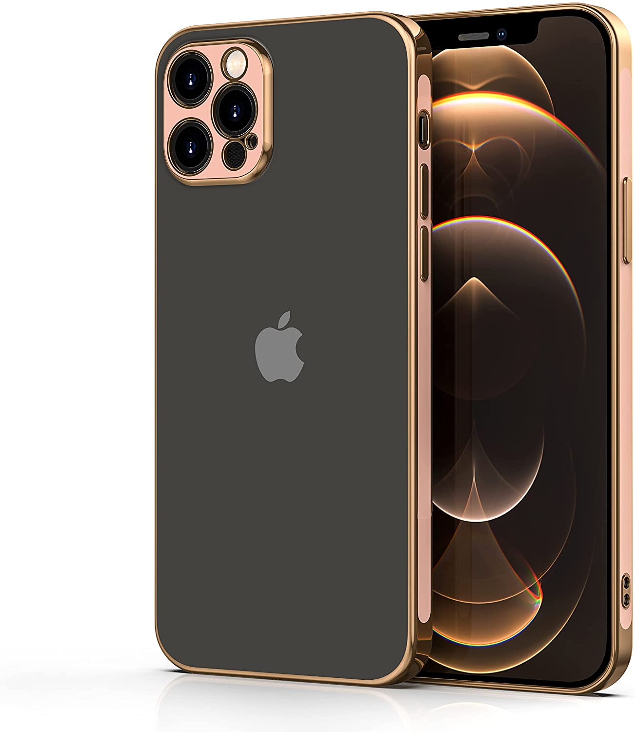 Apple - iPhone 12 Pro Max - Frosty Clear TPU Gold Trim Full