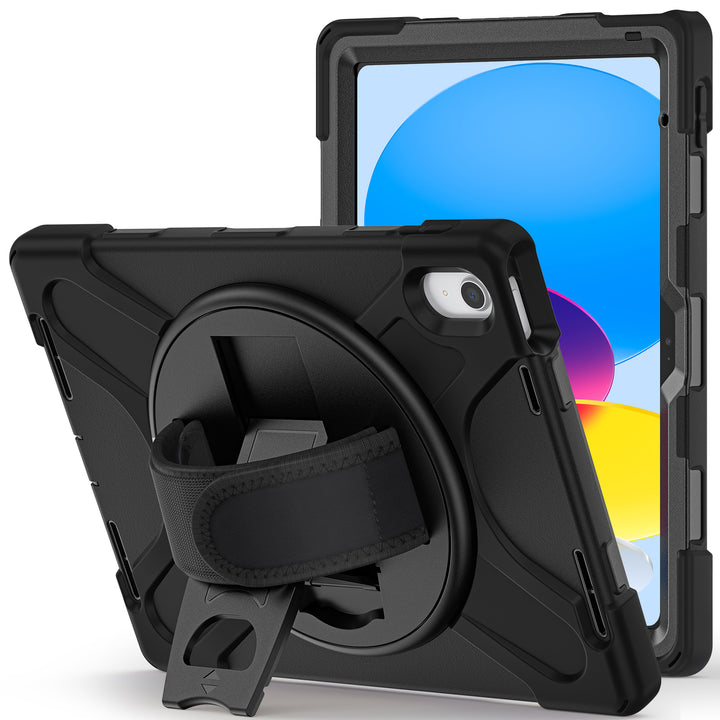 Apple iPad 10th Generation Case 360 rotating pop out kick stand #color_black