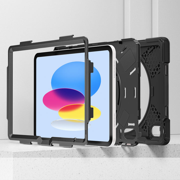 Apple iPad 10th Generation Case 3 layer hard polymer silicone protection #color_black