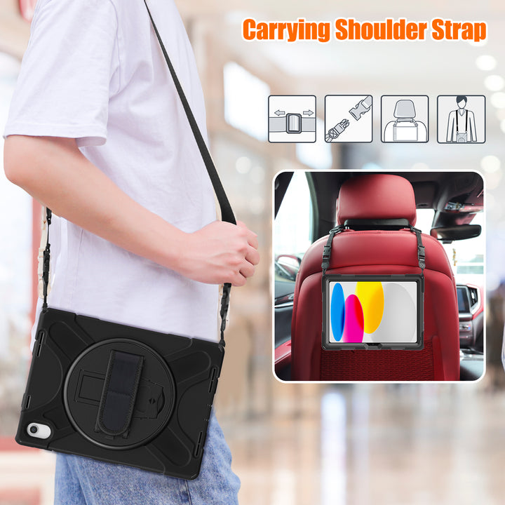 Apple iPad 10th Generation Case detachable shoulder head rest strap #color_black