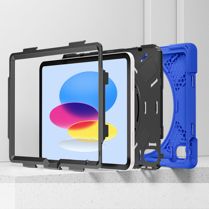Apple iPad 10th Generation Case 3 layer hard polymer silicone protection #color_dark-blue
