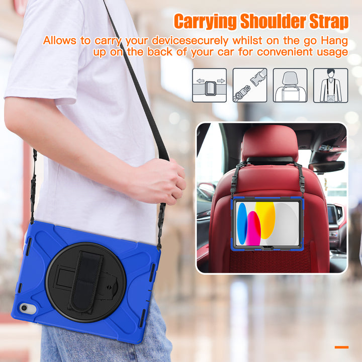 Apple iPad 10th Generation Case detachable shoulder head rest strap #color_dark-blue