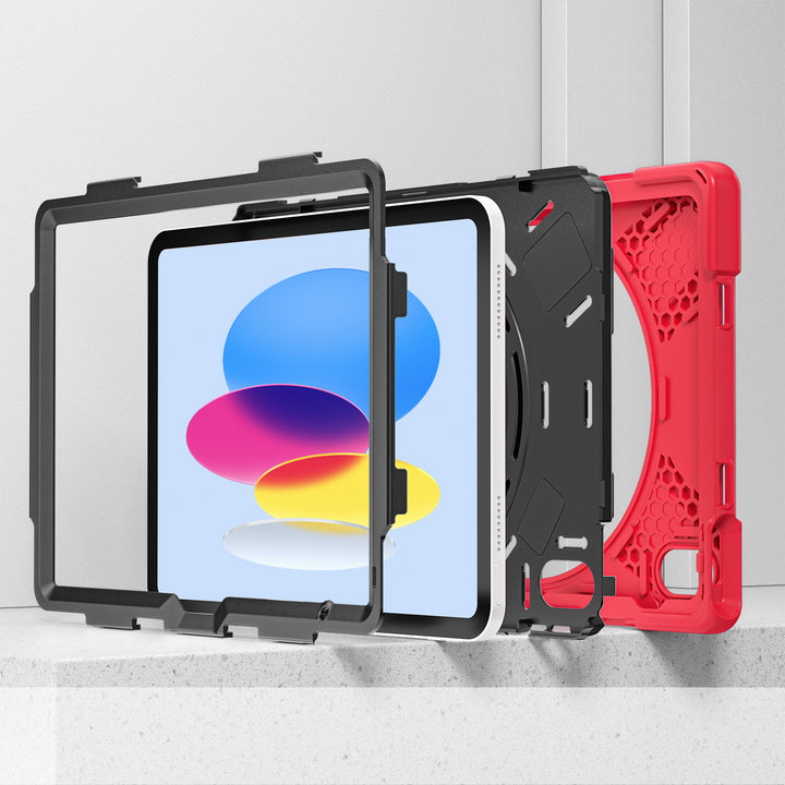 Apple iPad 10th Generation Case 3 layer hard polymer silicone protection #color_red