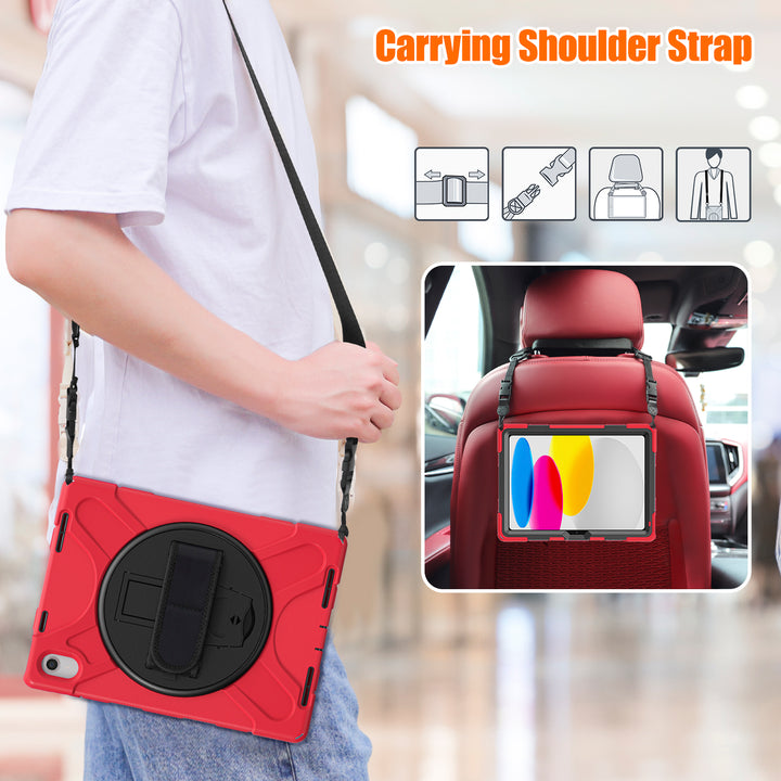 Apple iPad 10th Generation Case detachable shoulder head rest strap #color_red