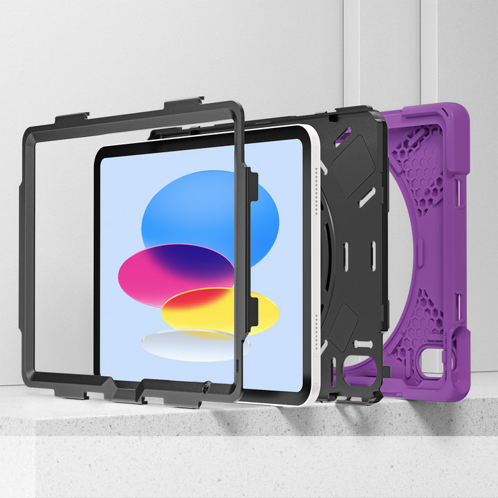 Apple iPad 10th Generation Case 3 layer hard polymer silicone protection #color_purple