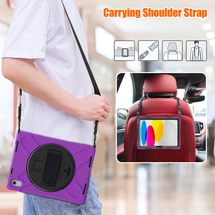 Apple iPad 10th Generation Case detachable shoulder head rest strap #color_purple