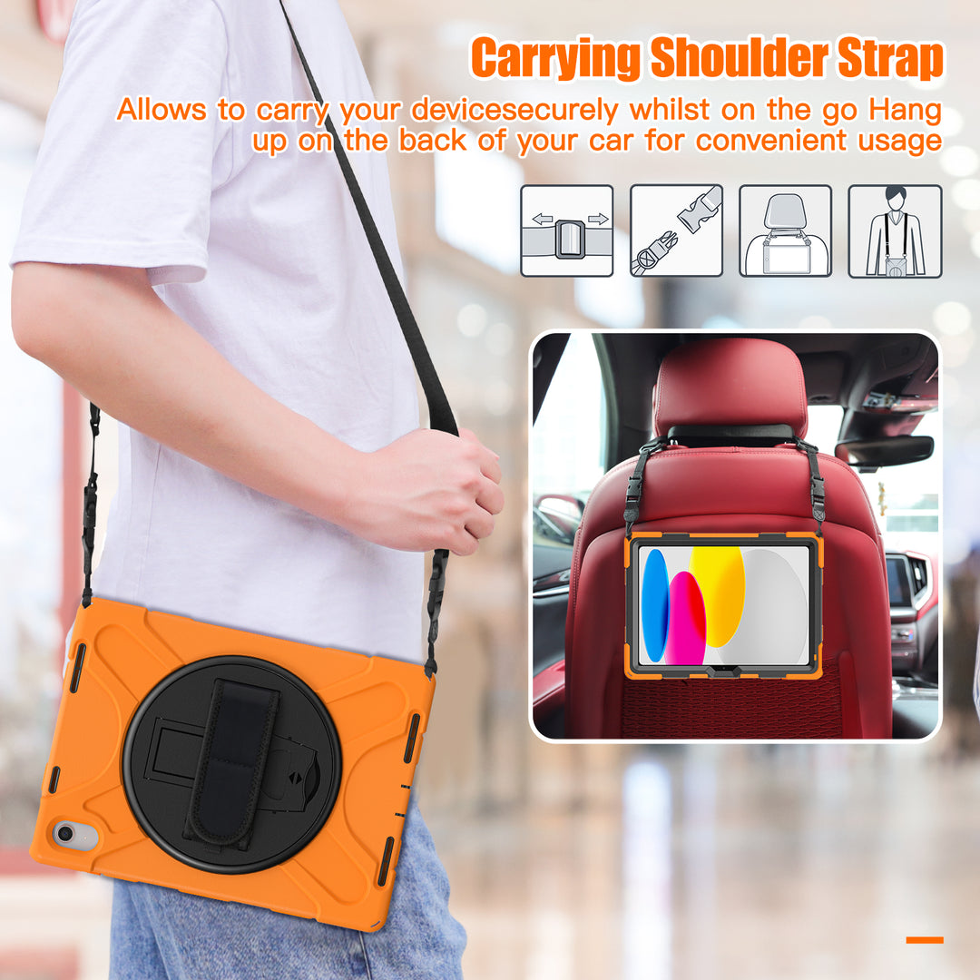 Apple iPad 10th Generation Case detachable shoulder head rest strap #color_orange