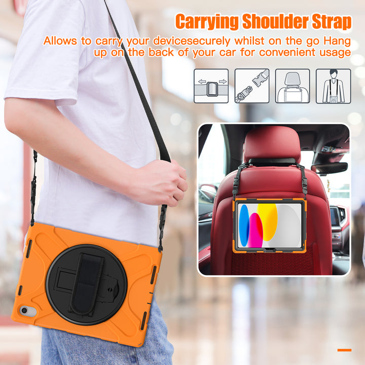 Apple iPad 10th Generation Case detachable shoulder head rest strap #color_orange
