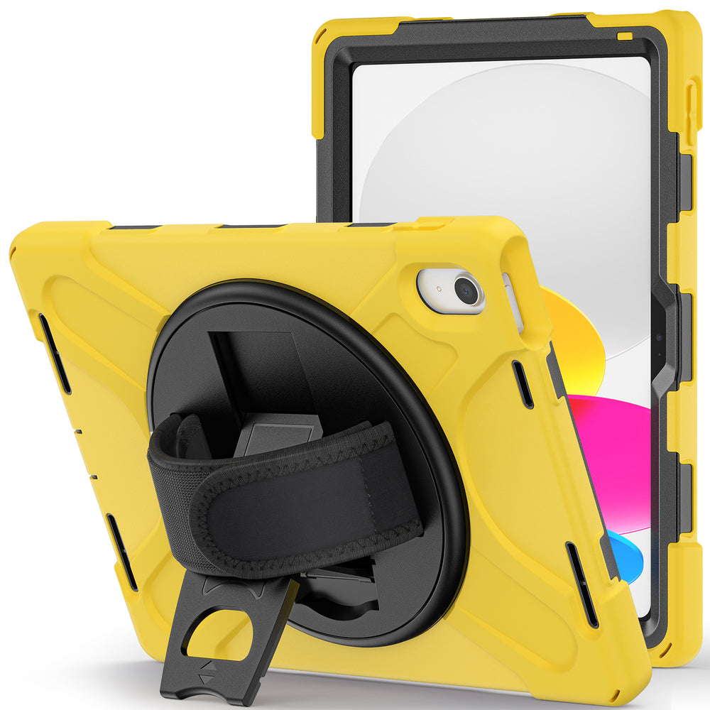 Apple iPad 10th Generation Case 360 rotating pop out kick stand #color_yellow