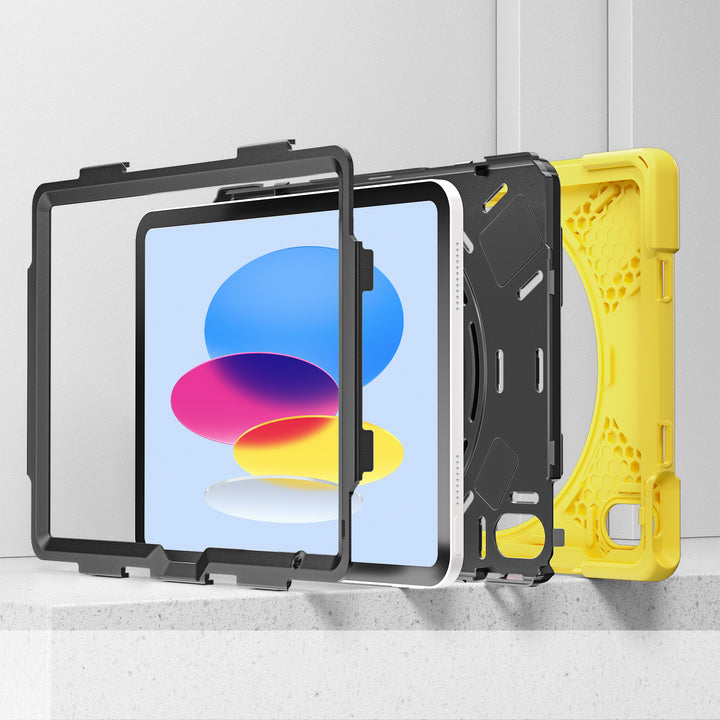Apple iPad 10th Generation Case 3 layer hard polymer silicone protection #color_yellow