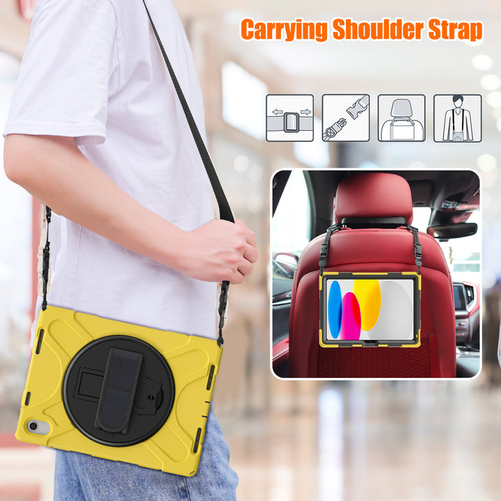 Apple iPad 10th Generation Case detachable shoulder head rest strap #color_yellow