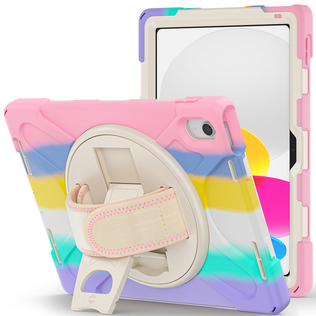 Apple iPad 10th Generation Case 360 rotating pop out kick stand #color_pastel-rainbow
