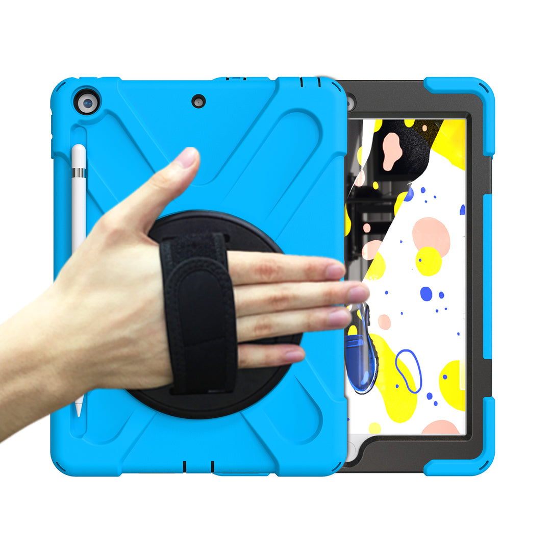 Apple iPad 10.2 9th/8th/7th Generation Case 360 rotating adjustable padded hand strap #color_light-blue