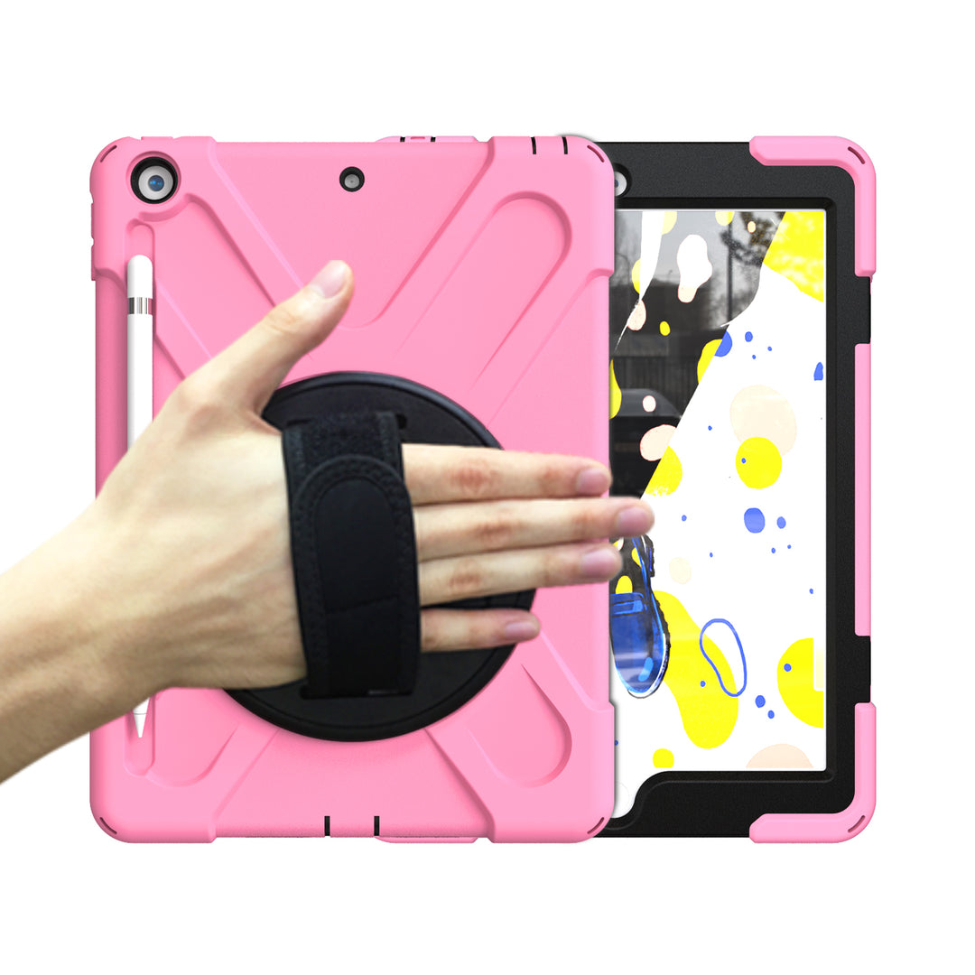 Apple iPad 10.2 9th/8th/7th Generation Case 360 rotating adjustable padded hand strap #color_light-pink
