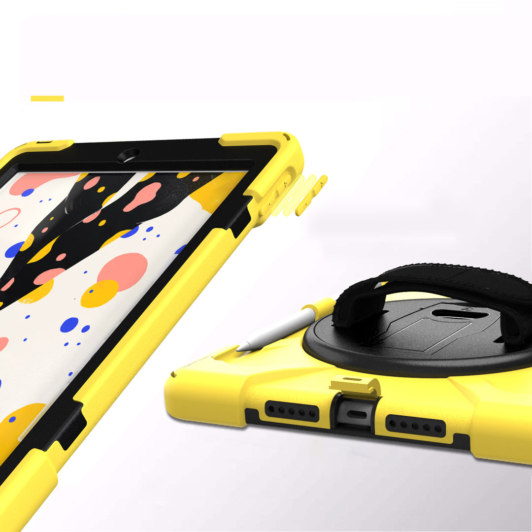 Apple iPad 10.2 9th/8th/7th Generation Case 360 rotating adjustable padded hand strap #color_yellow