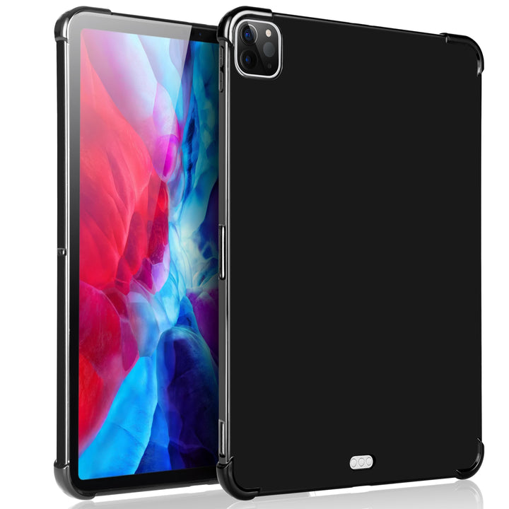A fourth generation Apple iPad Pro encased in a black TPU case. #color_black