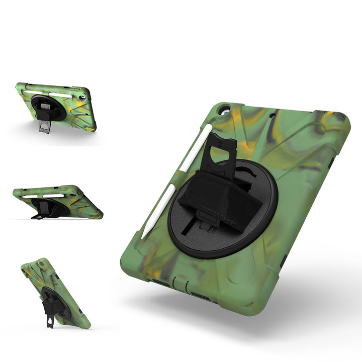 Apple iPad 10.2 9th/8th/7th Generation Case 360 rotating adjustable padded hand strap #color_camouflage