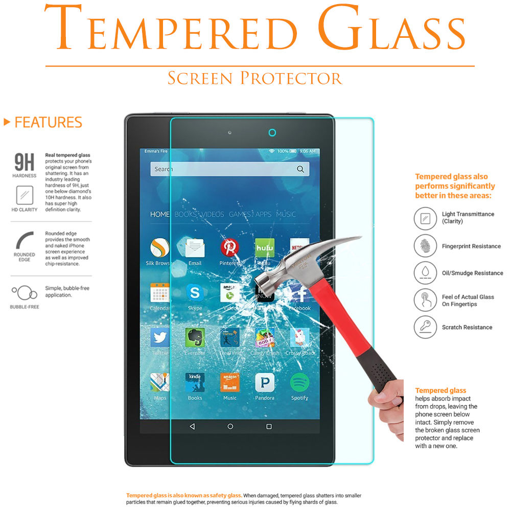 Amazon - Kindle Fire HD 8.0 2016/2017/2018 - Tempered Glass [BOX] [1 Pack]