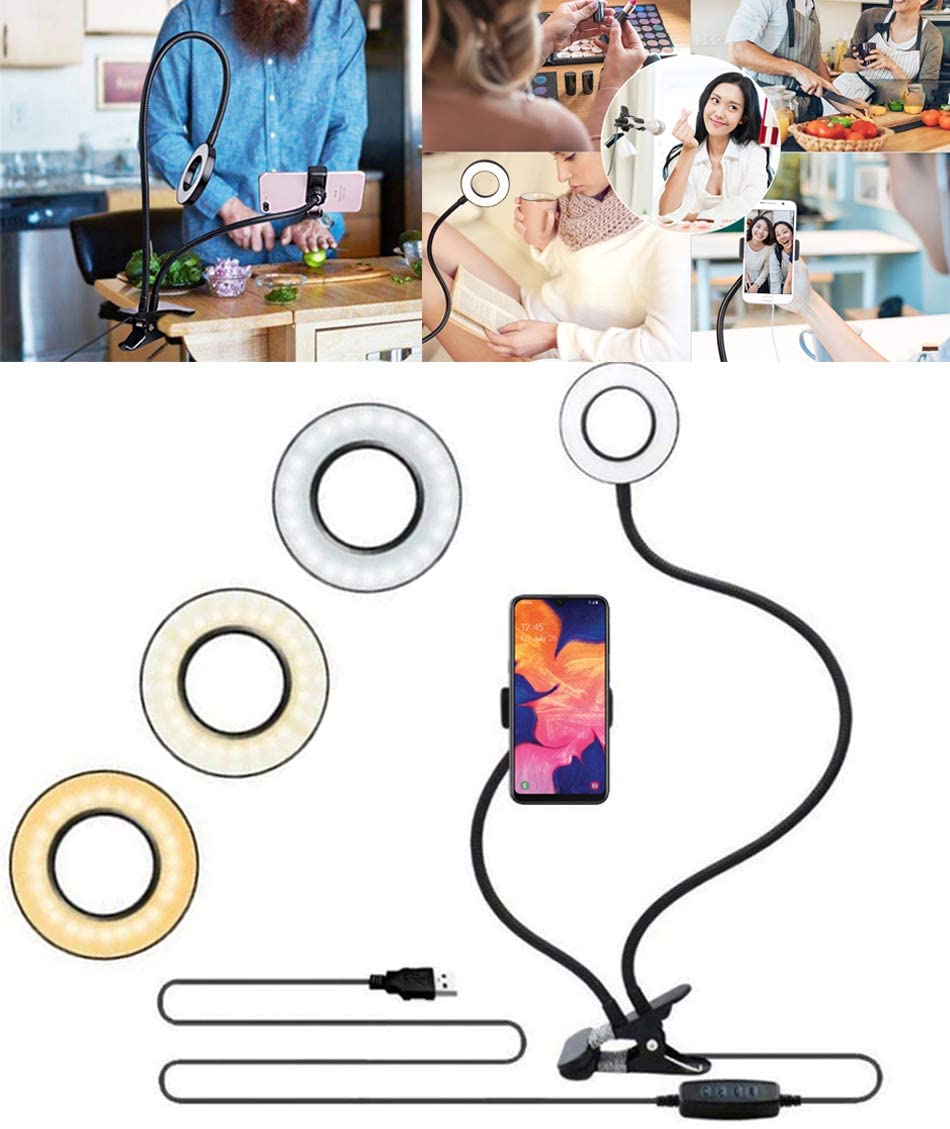 Universal Selfie Ring Light With Flexible Mobile Phone Holder